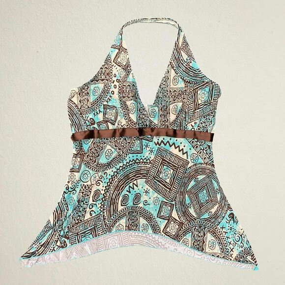 Vintage Y2K bohemian handkerchief hem halter top, fairycore 2000s boho chic - Picture 1 of 7